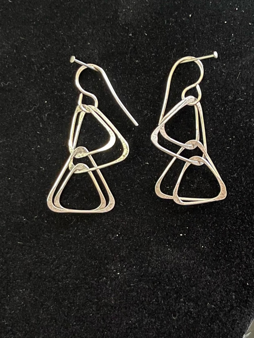 Silver free form triangleDrop Earrings